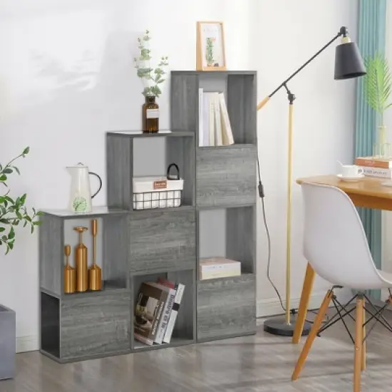 Costway Bookshelf Free Combination Bookcase Storage Organizer Display Shelf Gray image {2}