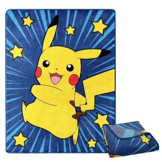 Pokemon Pikachu Light Beams and Stars Throw Blanket 46"x 60" Soft Fleece Blanket image {3}