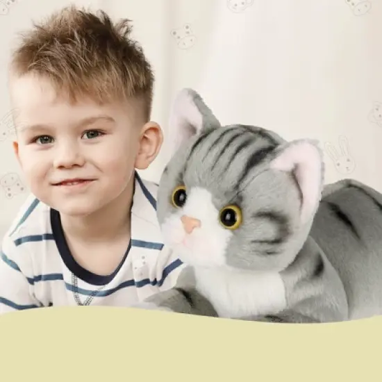 Bearington Collection Lil' Socks Small Plush Stuffed Animal Gray Striped Tabby Cat, 8" image {5}