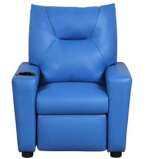 Yinvani Blue PVC Child Recliner Chair with Cup Holder image {4}