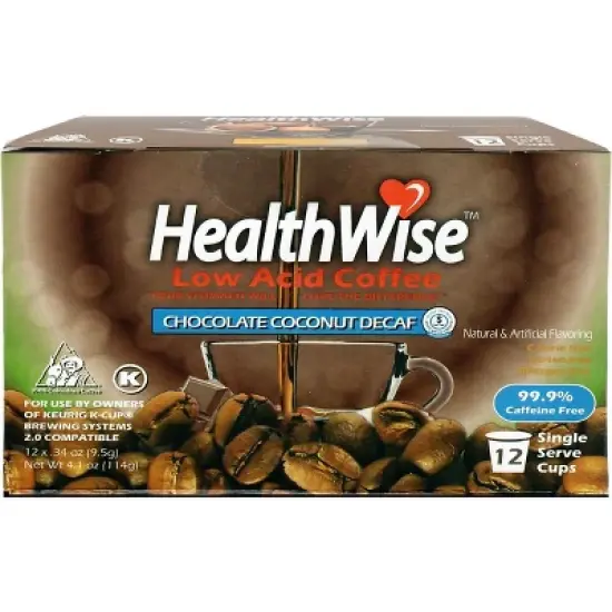 HealthWise Decaf Low Acid Chocolate Coconut Keurig K-Cup Coffee Pods image {1}