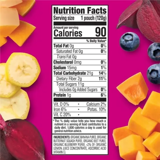 Happy Family Love My Veggies 4pk Organic Bananas Beets Squash & Blueberries - 16.88oz image {5}