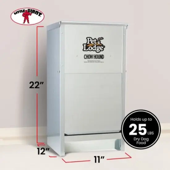 Little Giant CH25 Indoor and Outdoor Dry Food Automatic Heavy Gauge Steel Dog Feeder Chow Hound 25 Pound Capacity image {2}