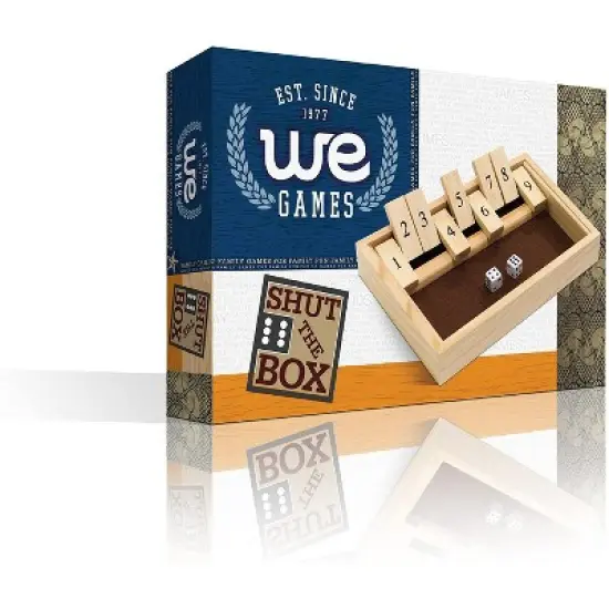 WE Games Shut the Box Board Game, Solid Natural Wood with Dice - 9 Number flip tiles, 11 inches, for Family and Adult Game Night Play in Classroom, image {4}