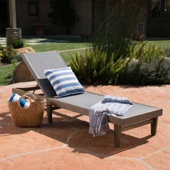 Acacia Wood Chaise Lounge with Mesh Seat,Outdoor Chaise Lounge Chair for Patio Garden,Modern Chaise Lounge for Sunbathing-Cuddlewood image {7}