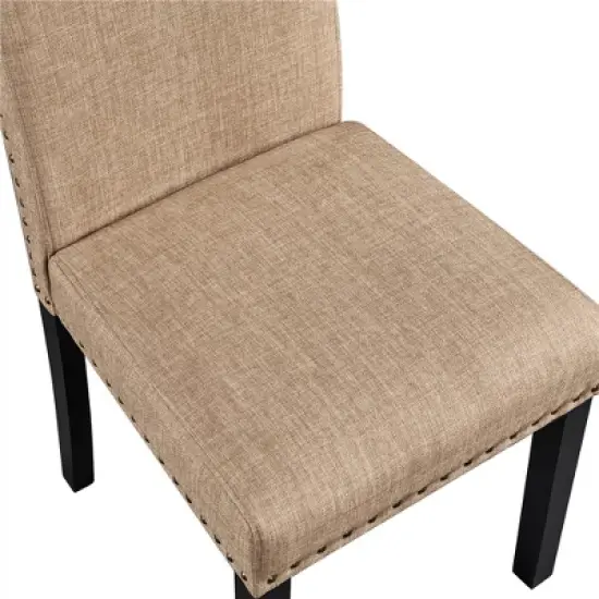 Yaheetech Set of 2 Fabric Upholstered Classic Tall Back Dining Chair image {5}