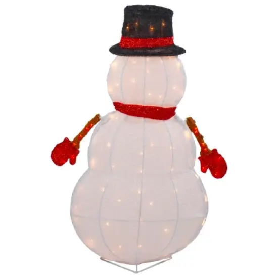 Northlight 32" Lighted 3D Chenille Snowman in Top Hat Outdoor Christmas Decoration image {5}