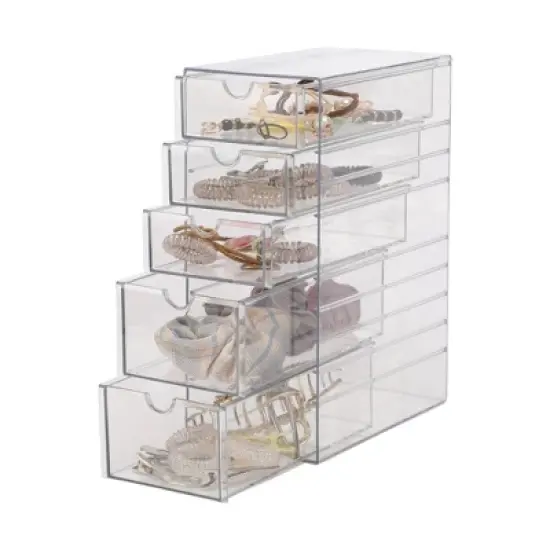 Unique Bargains Multi-layer Hair Accessories Organizer with 5 Drawers Clear 1 Pc image {6}