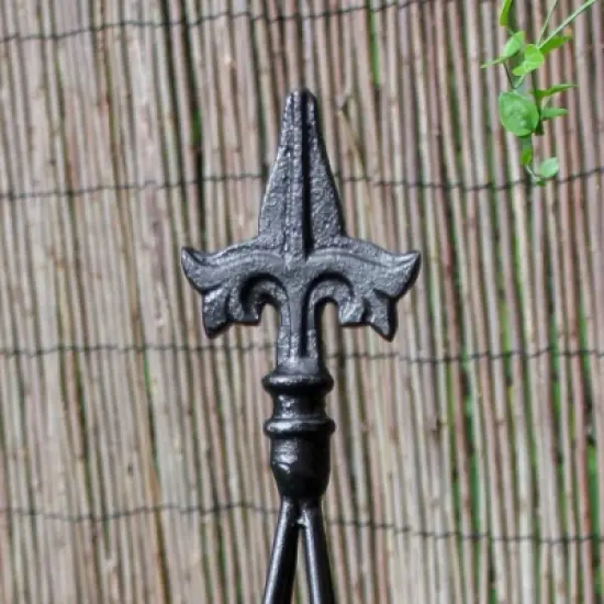 58" Tall Iron Fleur-De-Lis Garden  Trellis Tool Black Powder Coat Finish- Achla Designs image {3}