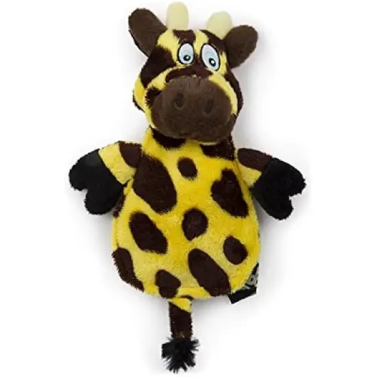 goDog Flattie Giraffe Silent Squeak Plush Dog Toy w/ Chew Guard Technology -  Yellow/Brown, Large image {1}