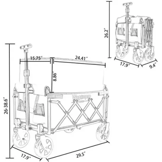 HTUTWOO 3-in-1 Convertible Folding Wagon, Expandable Dual-Layer Wagon, 180L Capacity All-Terrain Wheels, for Camping, Shopping, Gardening, Fishing image {2}
