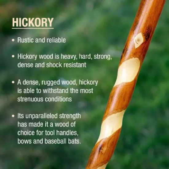 Brazos Hickory Wooden Walking Cane, Handcrafted Walking Stick for Men & Women, USA image {3}