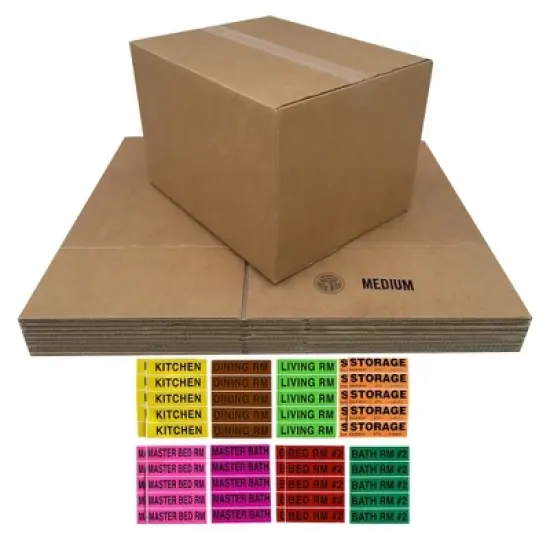 UBMOVE Moving Box Combo 16 Medium, 16 Small, & Labels image {4}