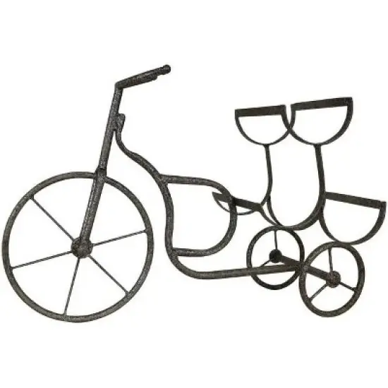LIVEVIE Classic Vintage Bike Delivery Style Wine Rack Freestanding Wine Holder for 3 Bottles - Countertop Tabletop Wine Organizer image {7}