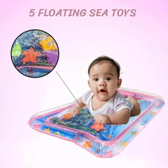 4E&rsquo;s Novelty Water Mat for Babies &ndash; Inflatable Tummy Time Sensory Play Mat image {2}