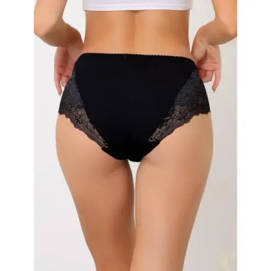 Agnes Orinda Women's Plus Size Panties Underwear Lace Breathable Mid Waist Stretch Briefs image {1}