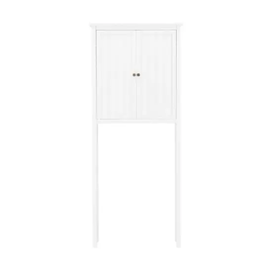 Dover Over the Toilet Hutch Bathroom Shelf with Two Doors and Two Towel Rods White - Alaterre Furniture image {2}