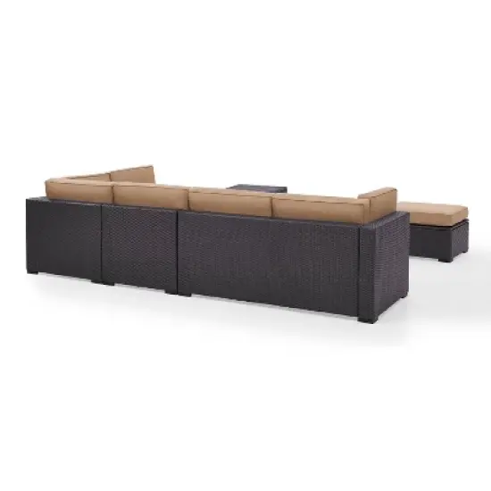 Biscayne 6pc Outdoor Wicker Sectional Set - Mocha - Crosley image {6}