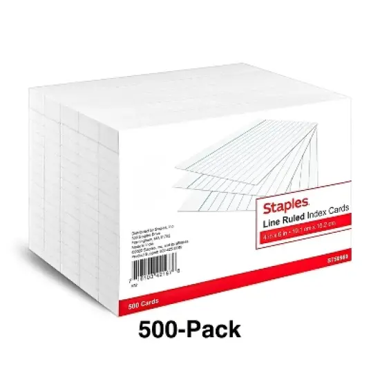 MyOfficeInnovations 4" x 6" Line Ruled White Index Cards 500/Pack (50989) 233510 image {1}