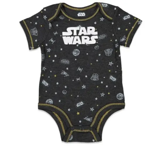 Star Wars C-3PO Chewbacca R2-D2 Baby 3 Pack Bodysuits Newborn to Infant image {5}
