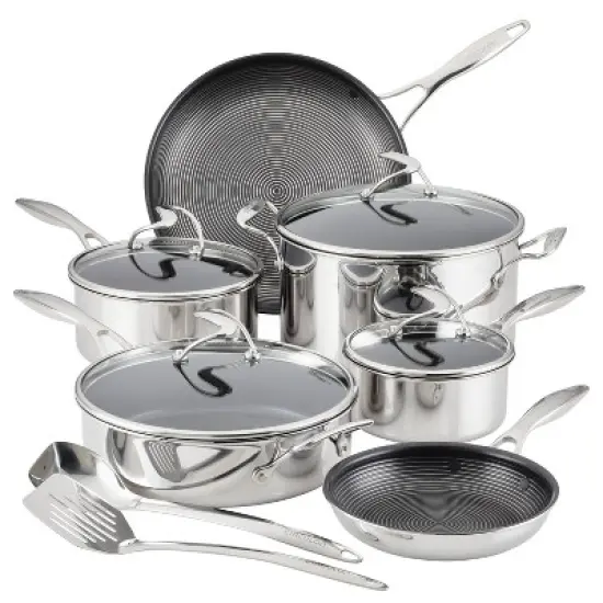 Circulon SteelShield C-Series 10pc Clad Tri-Ply Nonstick Cookware Plus Bonus Utensil Set: Stainless Steel, Induction Safe image {10}