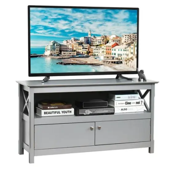 Costway Free Standing TV Cabinet Wooden Console TV Media Entertainment image {10}