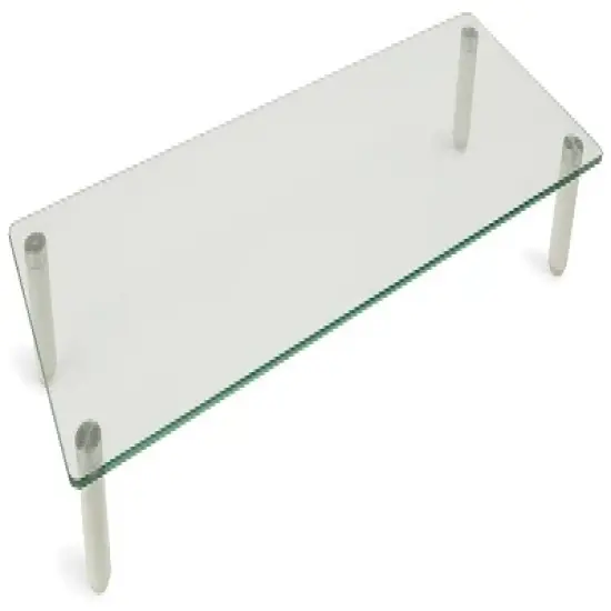 Mount-It! Glass Desktop Monitor Stand Riser | Raised Laptop Stand Organizer | 22 Inches Wide Clear Tempered Glass | Supports up to 44 Pounds image {4}