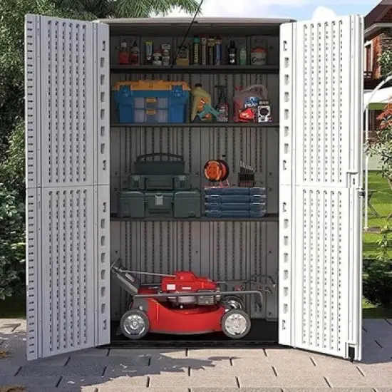 4.17 ft. W x 2.42 ft. D Durable Resin Double layered Storage Shed, Weather-Resistant Outdoor Storage Cabinet for Home, Patio and Garage image {6}