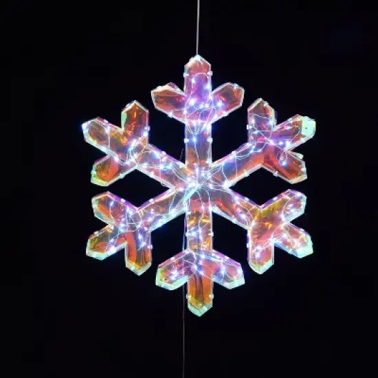 LuxenHome 3-Piece Snowflake Holiday Decoration Set with Battery-Operated Lights Clear image {5}