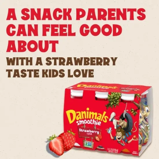 Danimals Strawberry Kids' Smoothies - 6ct/3.1 fl oz Bottles image {2}