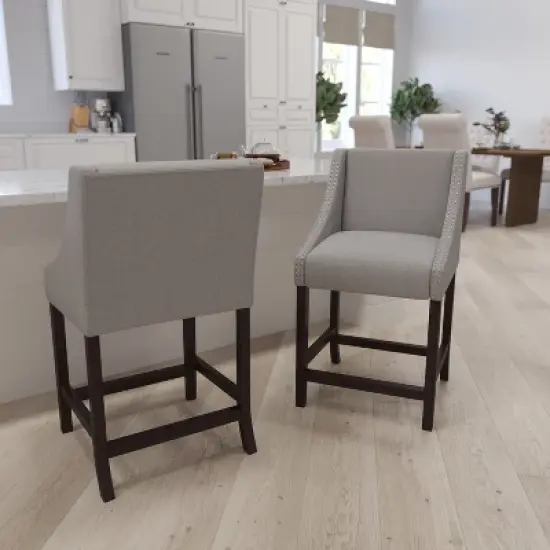 Merrick Lane Taylorsville 24 Inch Counter Height Stool with Nailhead Trim image {1}