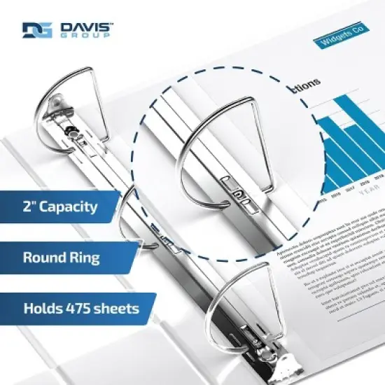 Premium Economy 2" Angle D Ring Binder 6pk White: Davis Group, Hard Cover, 475 Sheet Capacity, Polypropylene image {2}