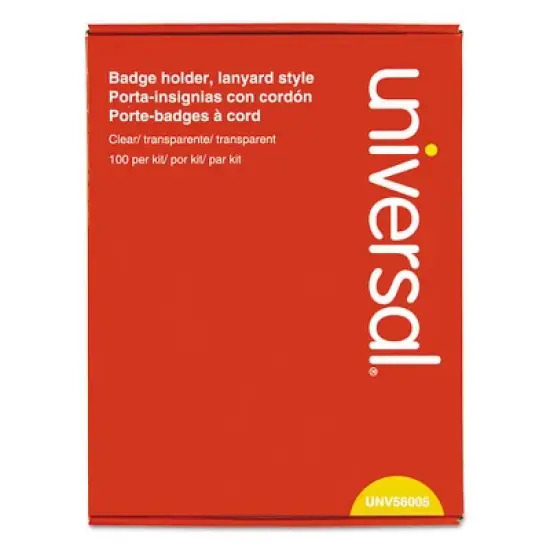 Universal Clear Badge Holders w/Neck Lanyards, 3 x 4, White Inserts, 100/Box image {1}