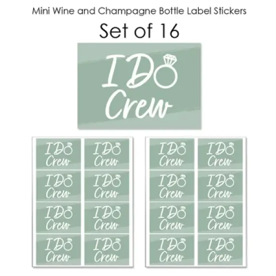 Big Dot of Happiness Sage Green Elegantly Simple - Mini Wine & Champagne Bottle Label Stickers - Wedding or Bridal Shower Guest Party Favor Gift 16 Ct image {4}
