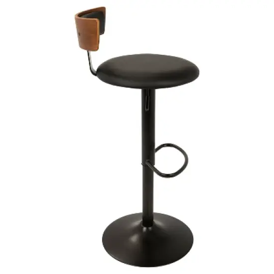 Weller Contemporary Barstool with Black Frame Walnut Wood/Black - Lumisource image {1}