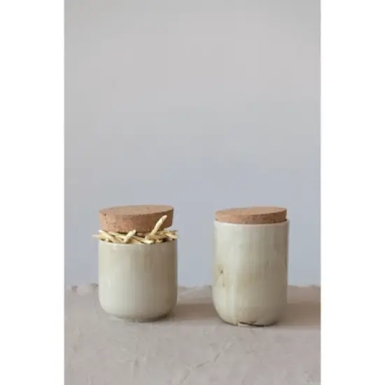 Storied Home Stoneware Jar with Cork Lid, Reactive Glaze image {1}