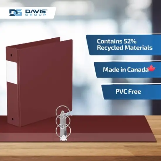 Davis Group 6pk 2" Premium Economy Round Ring Binders Burgundy: Hard Cover, 400 Sheet Capacity, 2 Pockets, Polypropylene image {6}