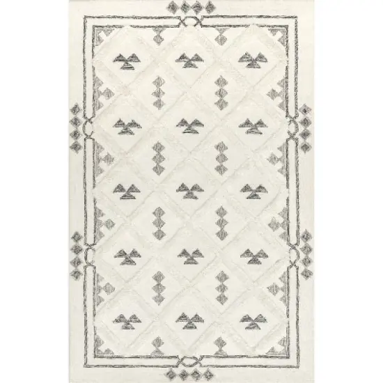 Nadette Geometric High/Low Wool Area Rug image {9}