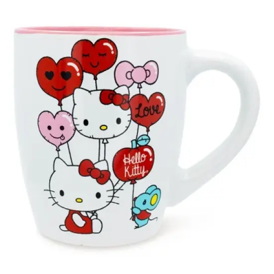Silver Buffalo Sanrio Hello Kitty Heart Balloons Ceramic Latte Mug | Holds 25 Ounces image {1}