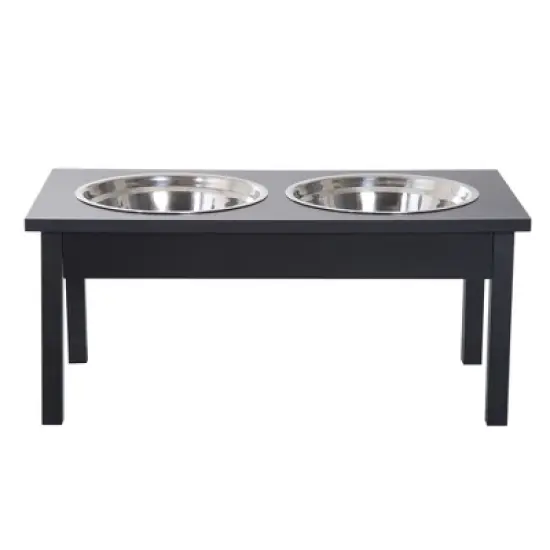 MaseiKar 23" Wooden Heavy Duty Dog Food Bowls Pet Elevated Feeding Station -Black image {10}