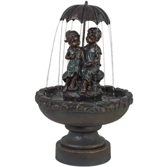 John Timberland Boy and Girl Under Umbrella Modern Outdoor Water Fountain 40" for Yard Garden Patio Home Deck Porch House Exterior Balcony Roof Decor image {6}