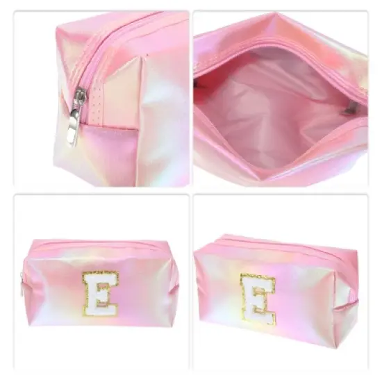 Unique Bargains Women's Durable Letter E Cosmetic Bag Pink 1 Pc image {2}