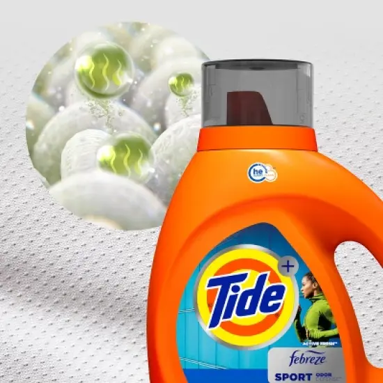 Tide Plus Febreze High Efficiency Liquid Laundry Detergent - Sport Active Fresh image {10}