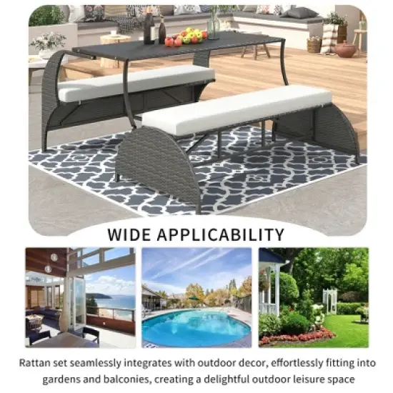 Versatile outdoor loveseat that converts to four seats and a table, suitable for gardens and lawns image {1}