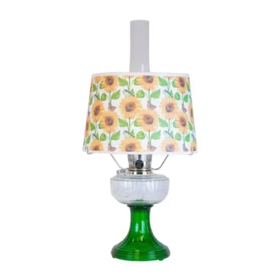 Aladdin Clear Over Emerald Lincoln Drape Table Oil Lamp with Summer Sunflower Shade (Nickel Trim) image {3}