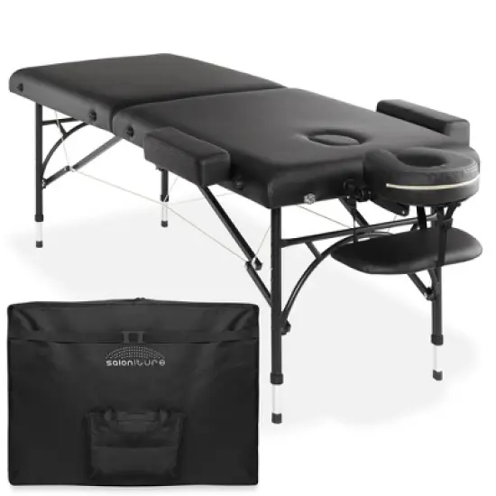 Saloniture Professional Portable Lightweight Bi-Fold Massage Table with Aluminum Legs image {7}