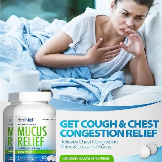 HealthA2Z &ndash; Guaifenesin 400 mg Mucus Relief Expectorant (Does not contain Benzene - 300 Tablets) image {3}