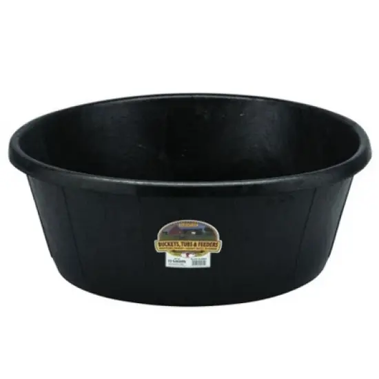 Little Giant HP650 Indoor Outdoor Heavy-Duty Rubber Tub Feeder Pan Bowl for Livestock, Black image {6}