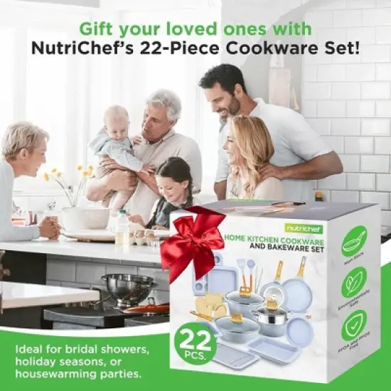 Nutrichef 22-Piece Cookware and Bakeware Set - White image {6}