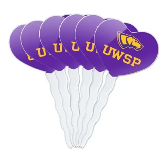 University of Wisconsin-Stevens Point Primary Logo Heart Love Cupcake Picks Toppers Decoration Set of 6 image {7}